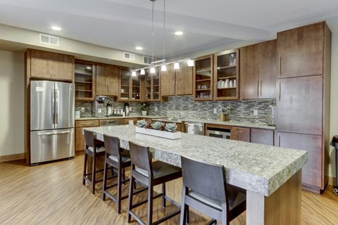 Community Kitchen at The Legends at Silver Lake Village 55+ Apartments, St. Anthony, Minnesota